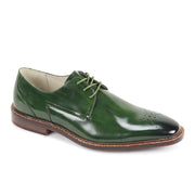 Men's Green Medallion Toe Lace-Up Leather Dress Shoes