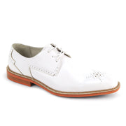 Men's White Medallion Toe Lace-Up Leather Dress Shoes