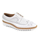 White Wingtip Lace-Up Leather & Fabric Dress Shoes for Men