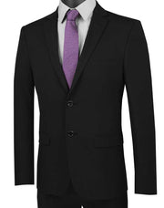 Men’s 2-Piece Wool Feel Stretch Ultra Slim Fit Suit - Black
