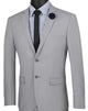 Luxify Collection: Gray 2 Piece Solid Color Single Breasted Ultra Slim Fit Suit