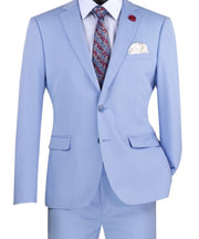 Men’s 2-Piece Wool Feel Stretch Ultra Slim Fit Suit - Light Blue