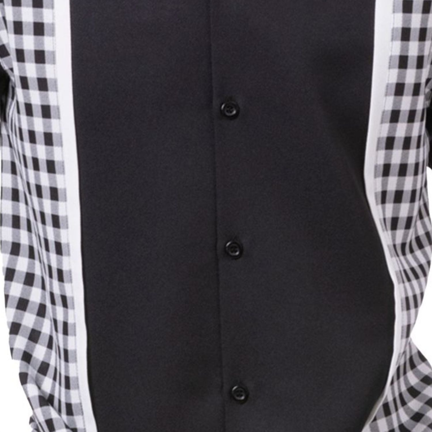 close up of the back checker plaid color block short sleeve walking suit set with matching shorts