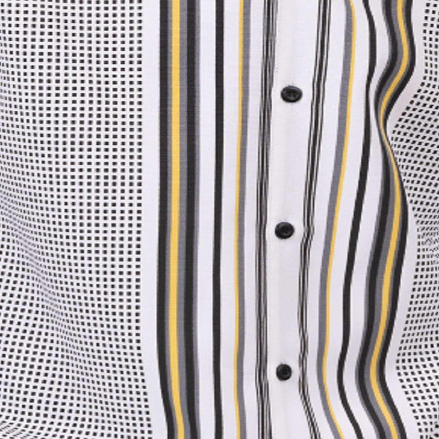 Close up of the black geometric symmetry pattern short sleeve walking suit set with cuffed shorts