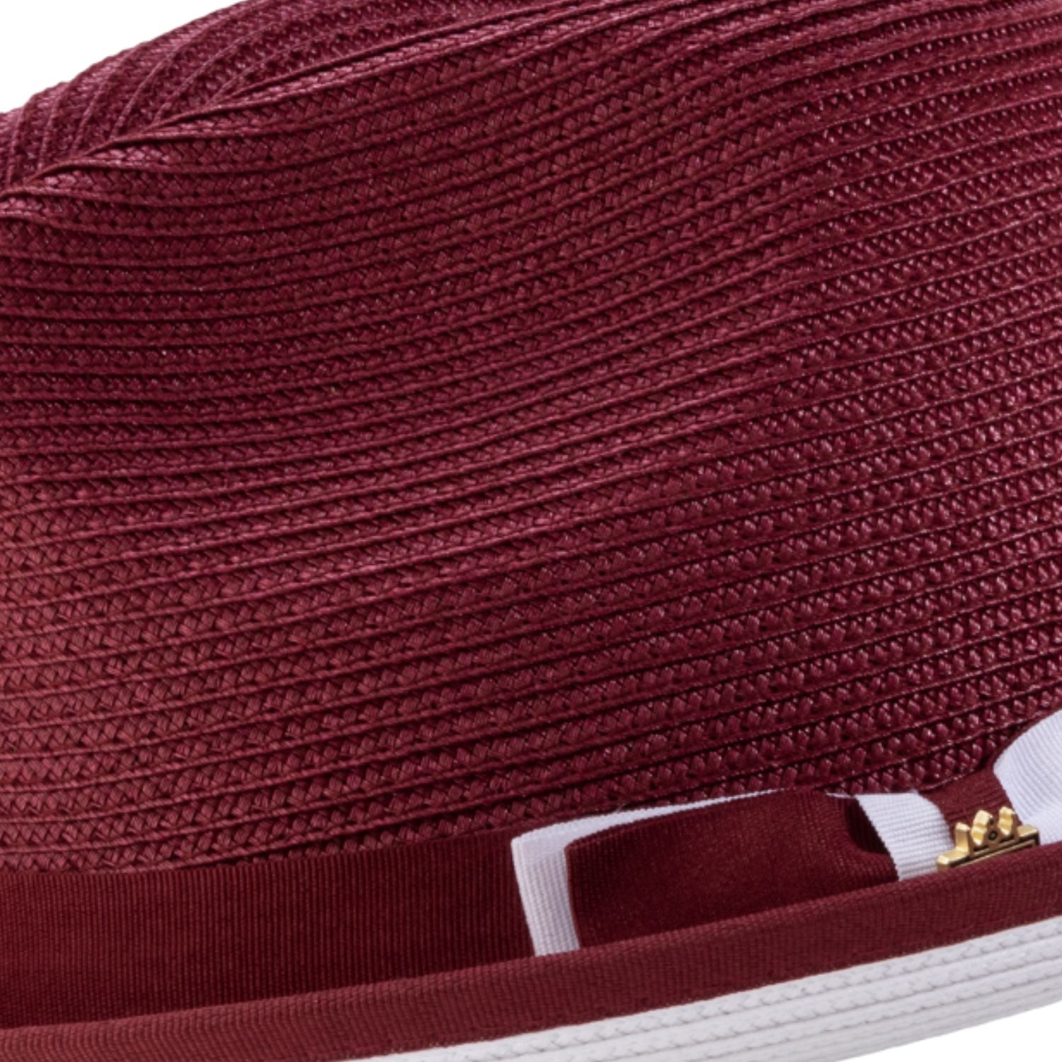 braided pinch crown fedora hat burgundy white band