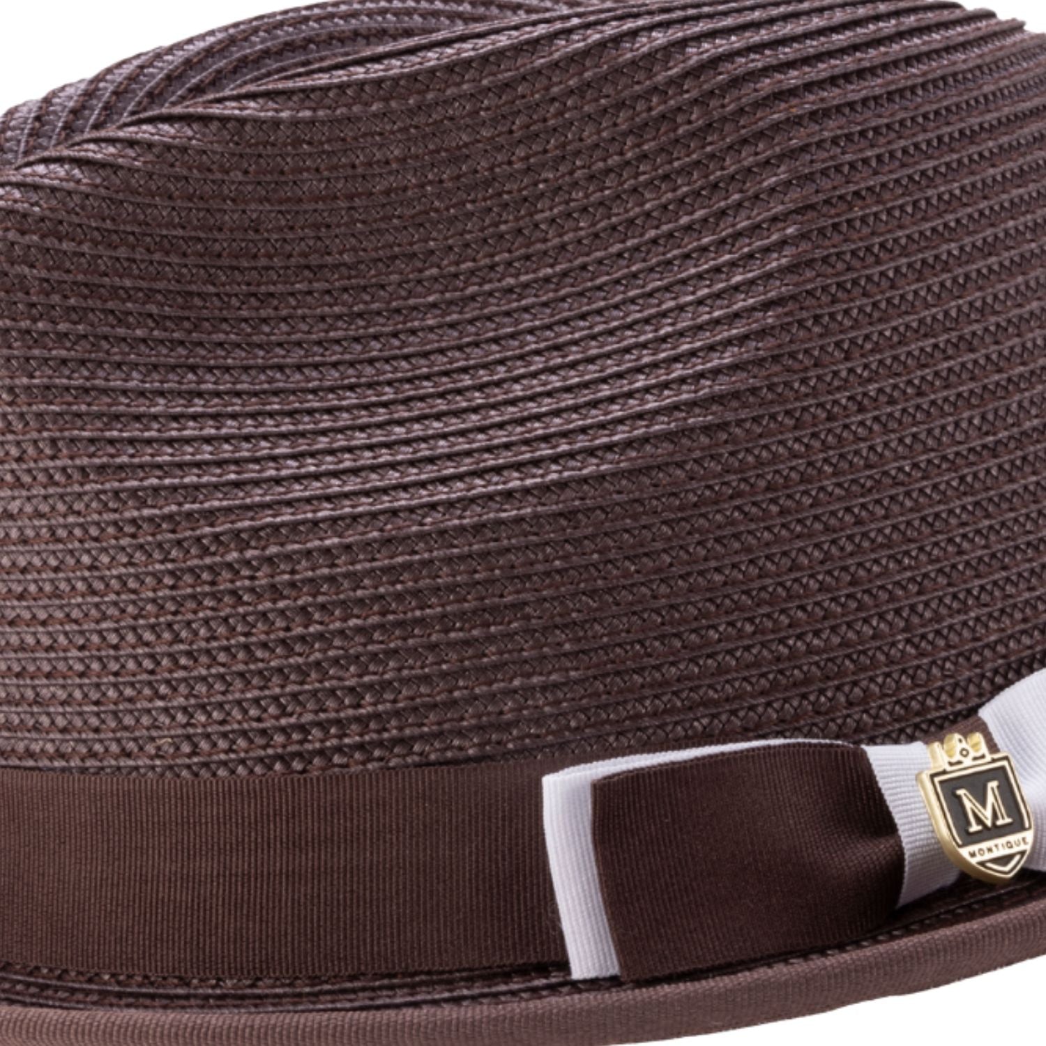 braided pinch crown fedora hat brown white band