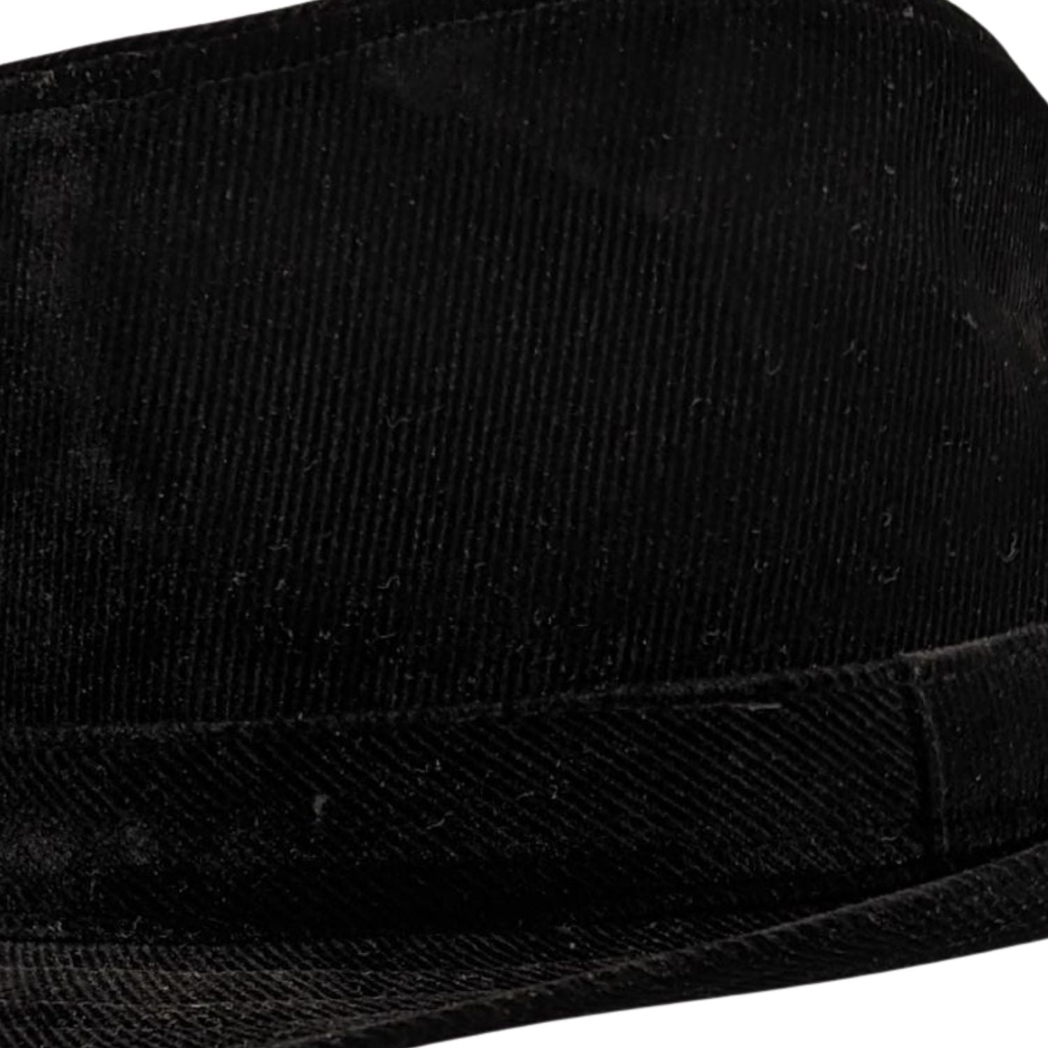 Close-up corduroy fabric texture on cobalt fedora hat