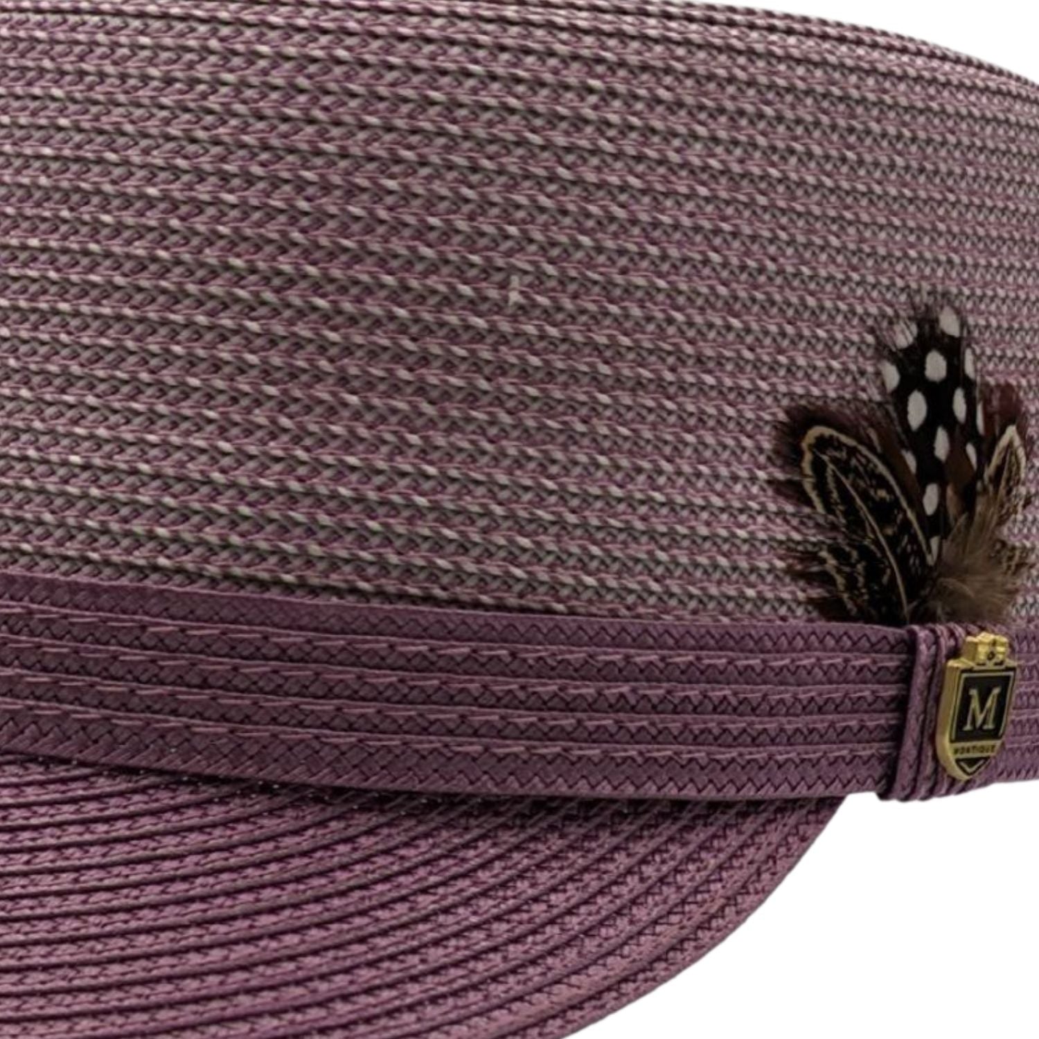 close up braided texture lavender hat