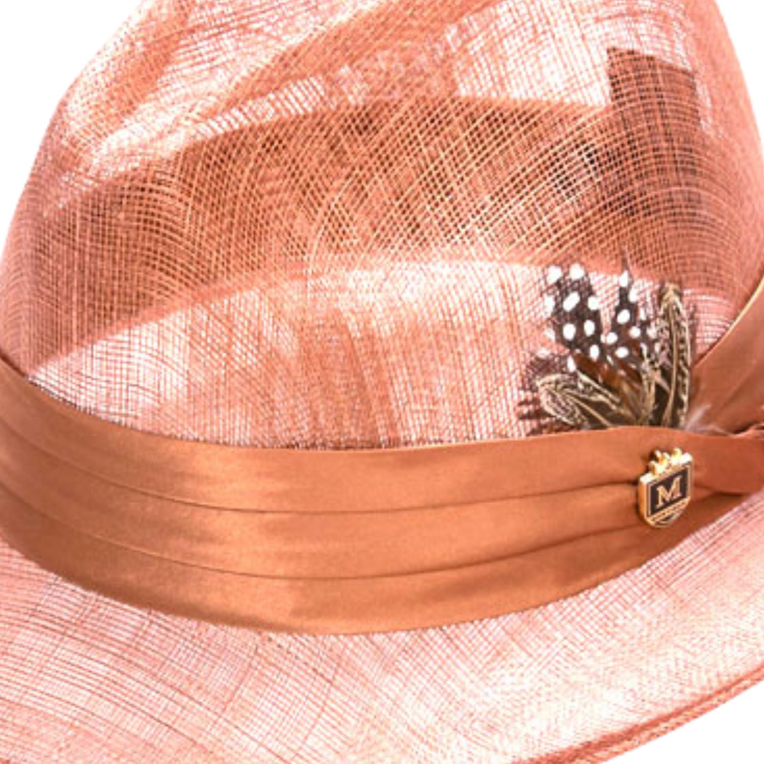 Close-up sinamay weave texture on brady fedora