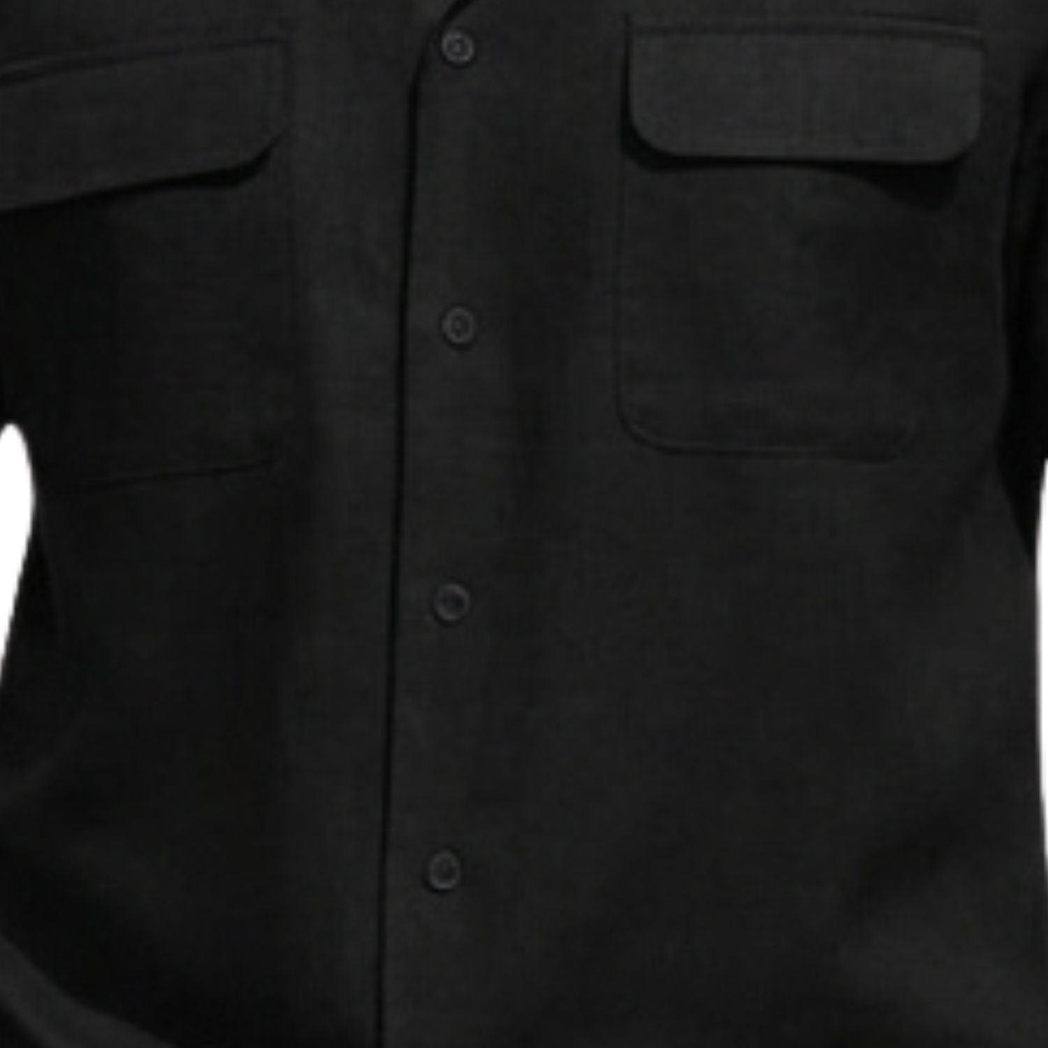 Close-up of black linen walking suit shirt texture detail