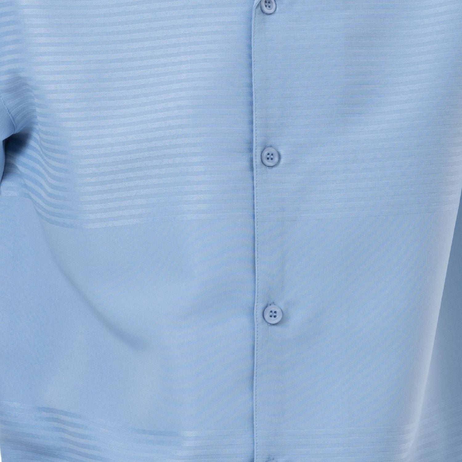 Close-up of the carolina tone-on-tone horizontal stripe texture on the refined polyester walking suit.