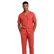 Sunset Short Sleeve Linen Walking Suit Set by Stacy Adams