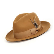 Cappuccino Lightfelt 2 1/2" Wide Brim Wool Felt Pinch Crown Fedora Hat by Montique