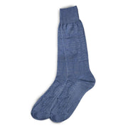Men's Vannucci Croco Pattern Mercerized Cotton Dress Socks - Navy