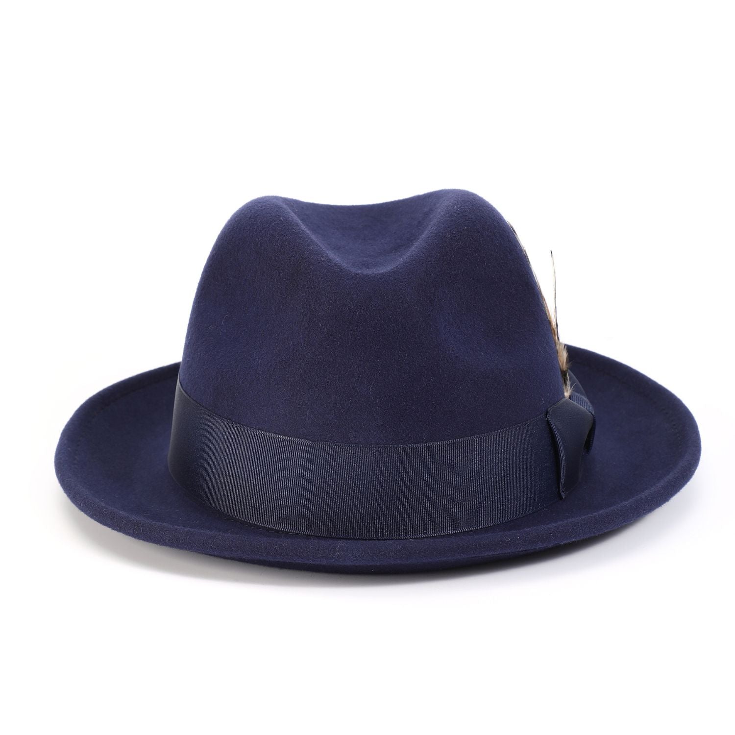 montique navy snap brim fedora front view