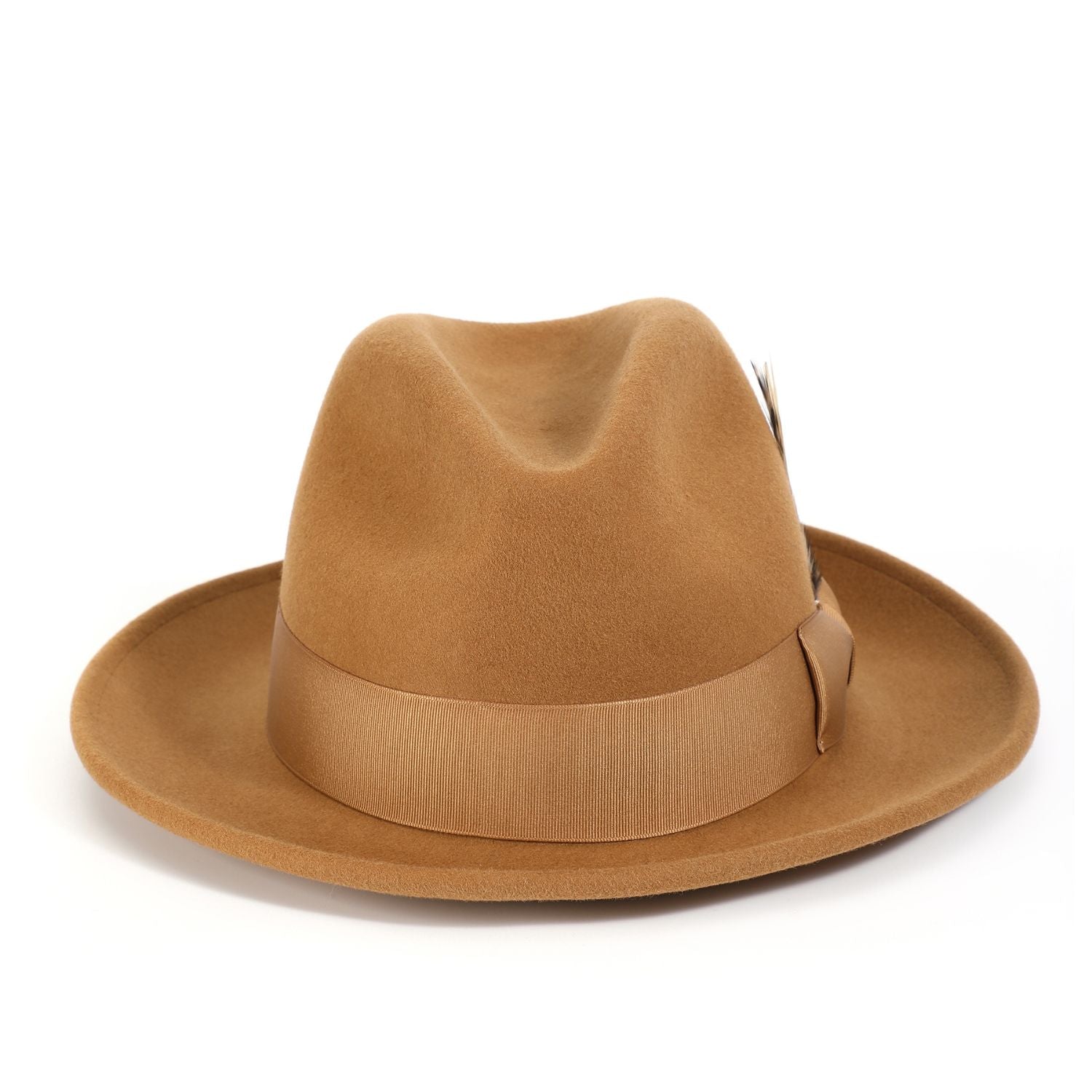 montique cappuccino wide brim wool felt fedora side view