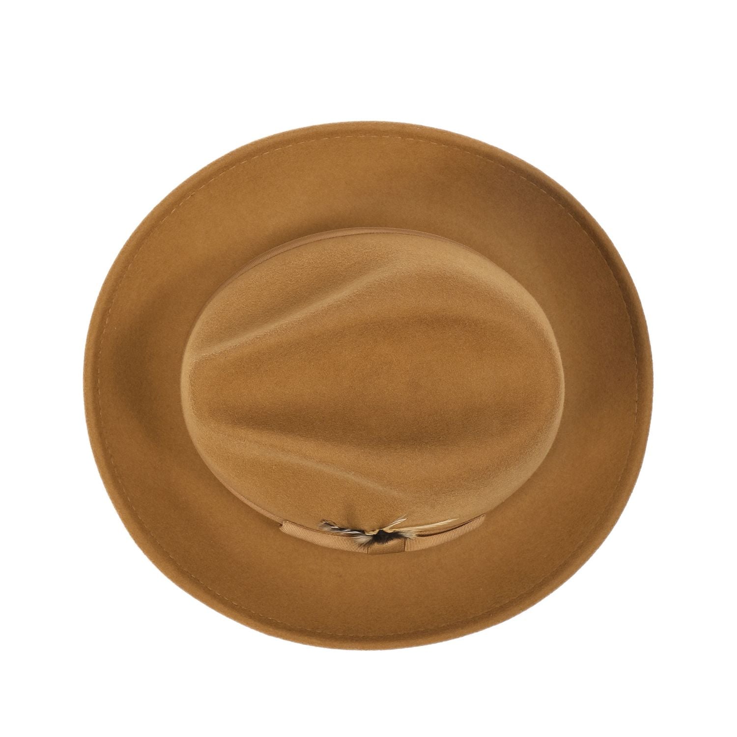 cappuccino wool felt fedora hat crown and brim detail