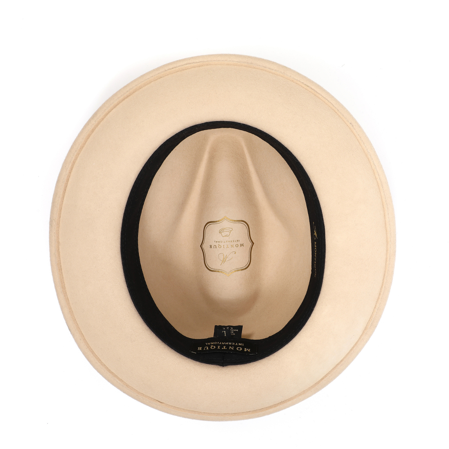 mens beige wool felt fedora hat with grosgrain band