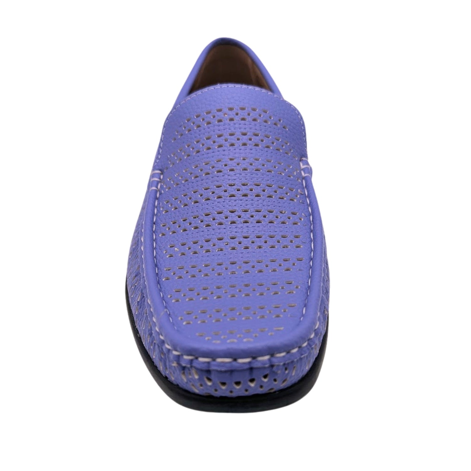lavender perforated slip-on loafer front view