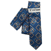 Men's Stacy Adams Overlapping Geometric Tie & Pocket Square Set - Royal Blue