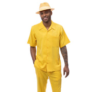 Canary Solid Short Sleeve Walking Suit Set - Classic Fit