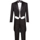 Men’s 3-Piece Tailcoat Tuxedo with Vest and Pleated Pants - Black