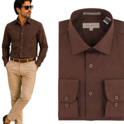 Men's Long Sleeve Button Up Shirt - Brown