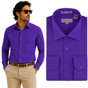 Men's Long Sleeve Button Up Shirt - Purple