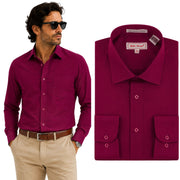Men's Long Sleeve Button Up Shirt - Wine