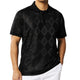 Men’s Chelli Textured Argyle Knit Polo Shirt – Black