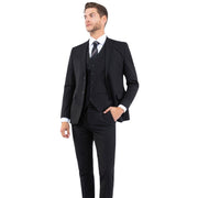 Men's Slim Fit 3 Piece One Button Suit - Black