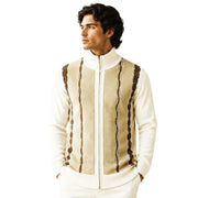 Men's Suede Embroidered Full-Zip Sweater - Cream