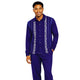 Men's Geometric Knit Front Long-Sleeve Walking Suit - Navy