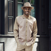 Tan Tonal Chain Pattern Long Sleeve 2-Piece Walking Suit by Montique