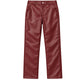 Men's Burgundy Faux Leather Straight-Leg Dress Pants by Montique