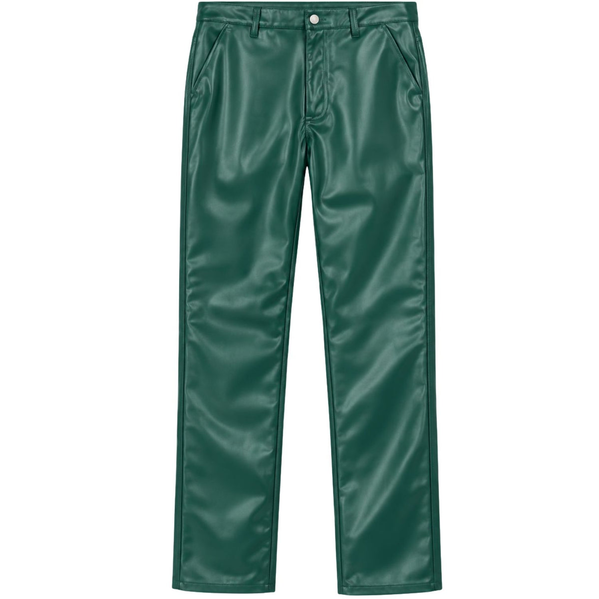 Montique P026 men's hunter faux leather straight-leg pants, front view