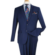 French Blue 2 Piece Modern Fit Suit Notch Lapel Flat Front Pants