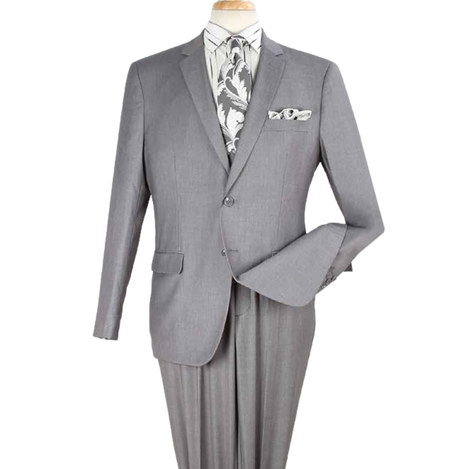 gray 2 piece modern fit suit front view