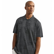 Men’s Charcoal Grey Tonal Geometric Short Sleeve Polo by Stacy Adams
