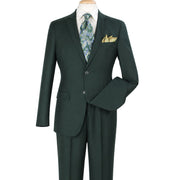 Hunter Green 2 Piece Modern Fit Suit Notch Lapel Flat Front Pants