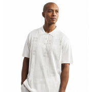 Men’s White Tonal Geometric Short Sleeve Polo by Stacy Adams