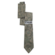 Sage Green Paisley Tie & Pocket Square Set by Stacy Adams