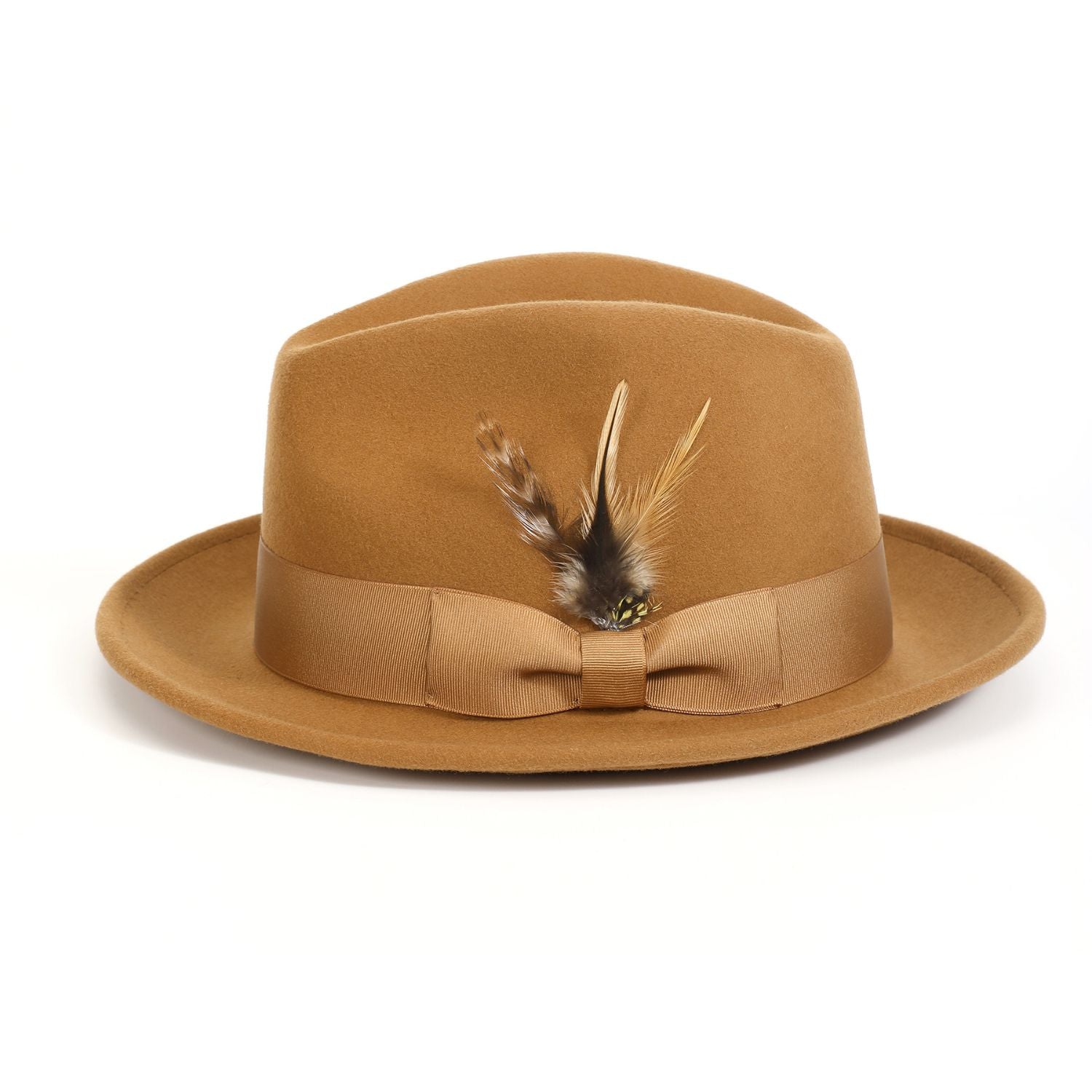 cappuccino felt fedora hat 2.5 inch brim pinch crown montique