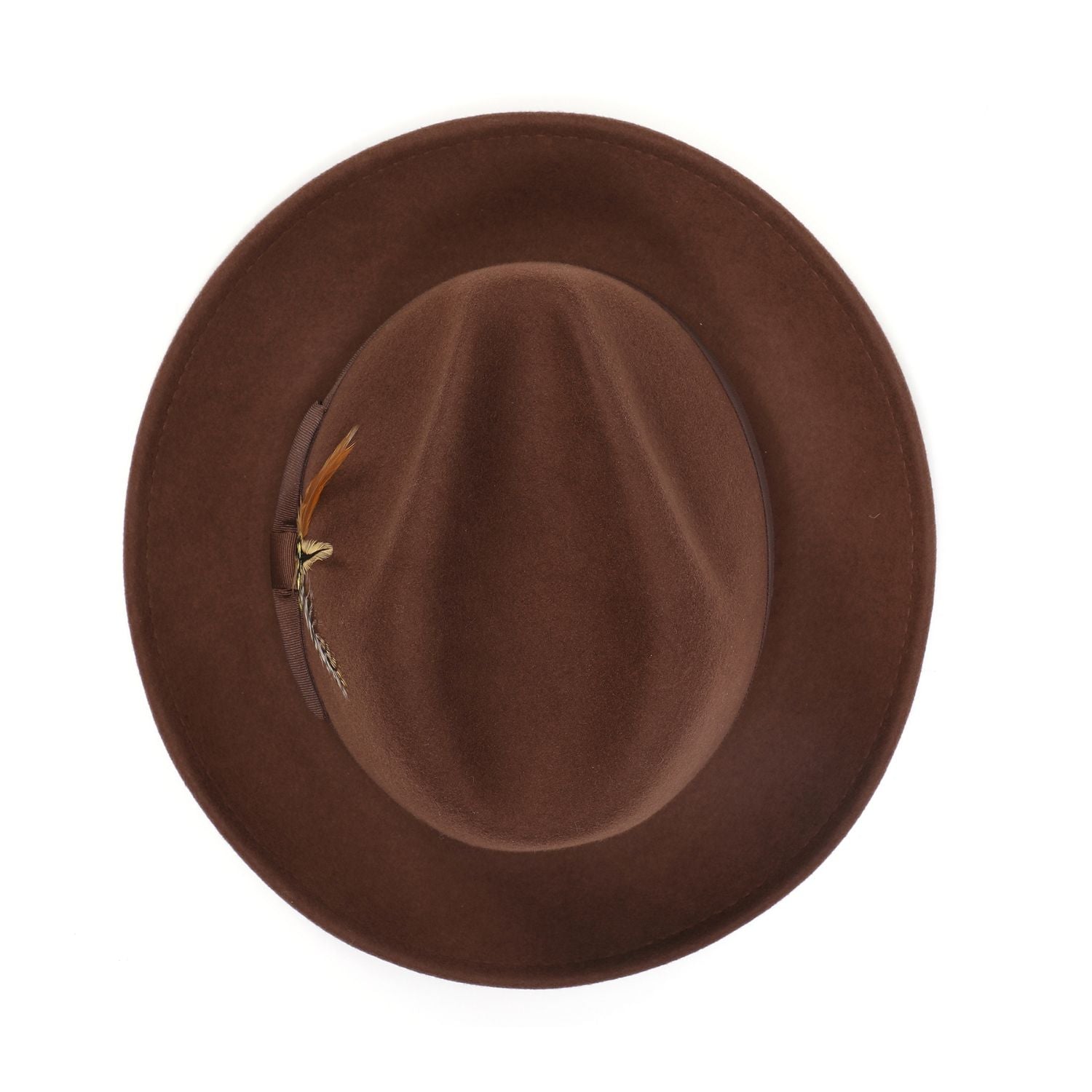 mens brown wool felt fedora hat with grosgrain band