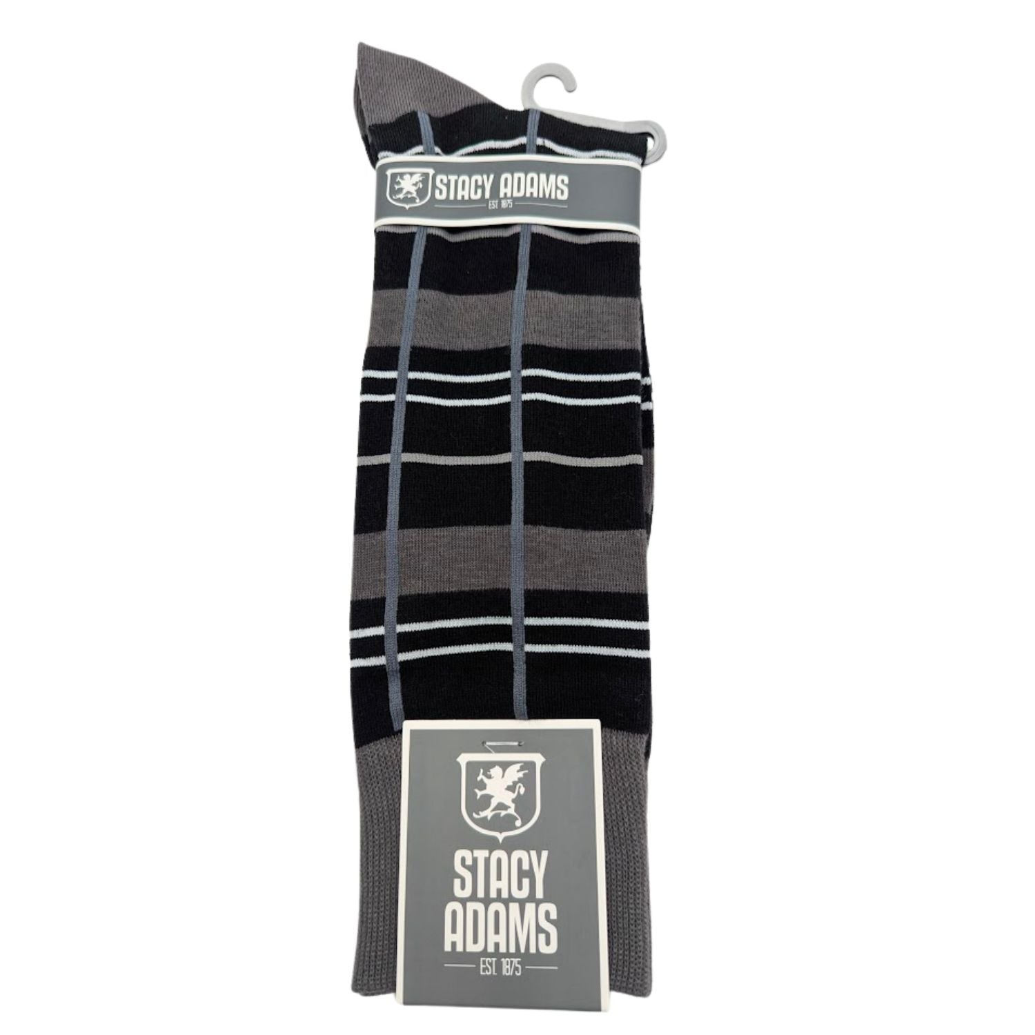 black windowpane stripe dress socks by Stacy Adams