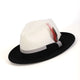 Caladan Collection: Montique White-Black Felt Fedora Hat with Grey Trim