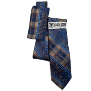 Men's Stacy Adams Plaid Paisley Tie & Pocket Square Set - Navy/Tan