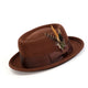 Ring Collection: Brown Pork Pie Fedora with Feather Accents