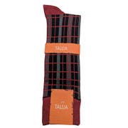 Burgundy Charcoal Windowpane Plaid Dress Socks by Tallia