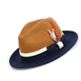 Caladan Collection: Montique Cappuccino-Navy Felt Fedora Hat with White Trim
